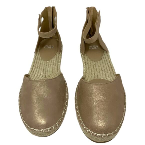 Eileen Fisher Lala Espadrille Flat In Light Gold Size 9 NWT $195 MSRP - Picture 4 of 7